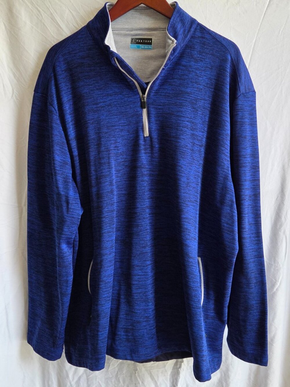 PGA Tour Men's Heathered Blue Quarter Zip Pullover Golf Jacket XXL